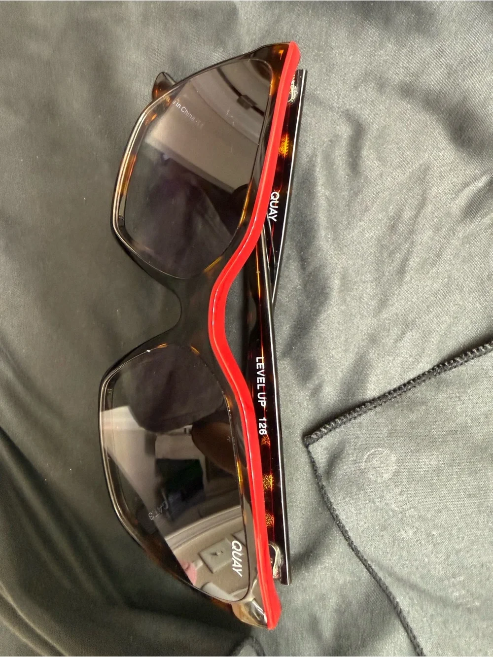 Quay Australia Oversized Square Sunglasses - Tortoiseshell with Red Trim